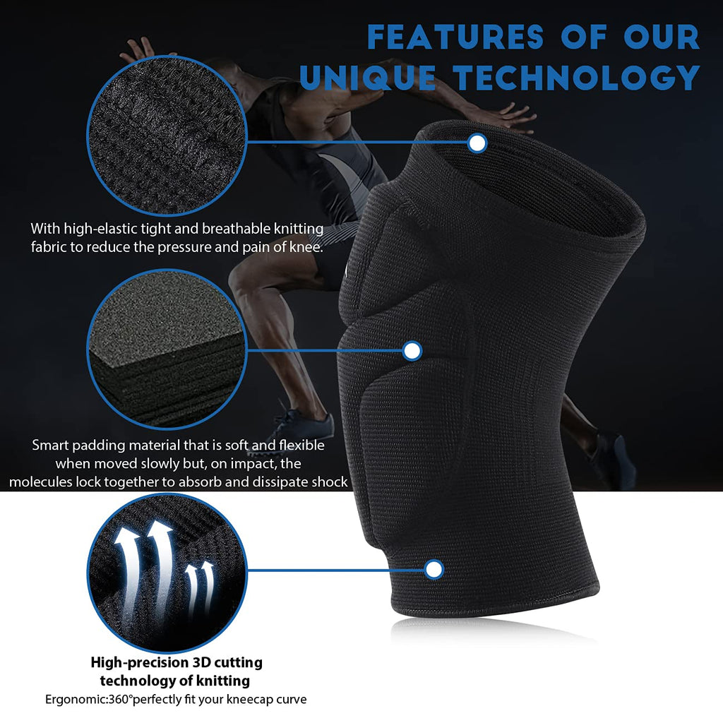 Volleyball Knee Pads Compression Sleeve Support with Shock-Absorbing Contoured Pads

