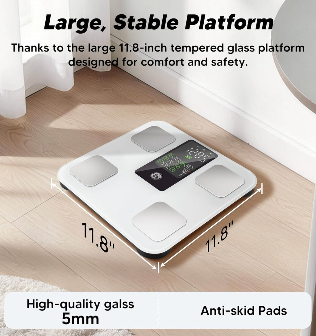 GE Smart Body Weight Scale with 8-in-1 Display, 14-Metric Composition Analysis

