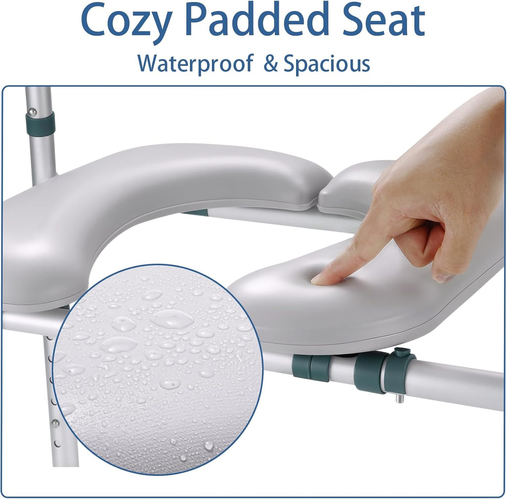 Raised Toilet Seat with Handles, Padded Toilet Seat Riser for Seniors

