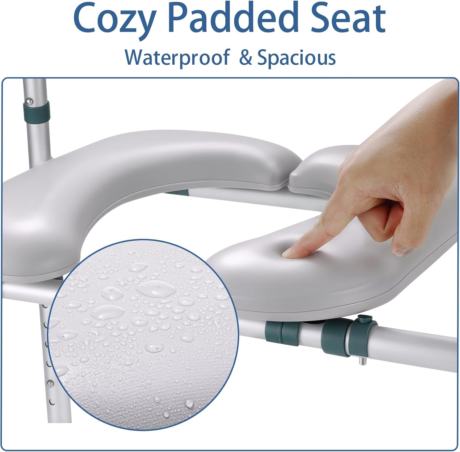 Raised Toilet Seat with Handles, Padded Toilet Seat Riser for Seniors

