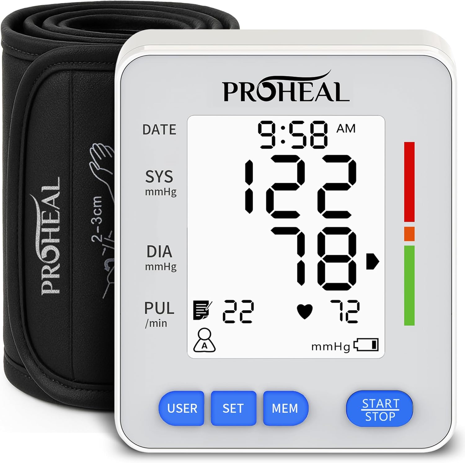 ProHeal Upper Arm Blood Pressure Monitor with Talking Audio, Backlit LCD, 240 Memory

