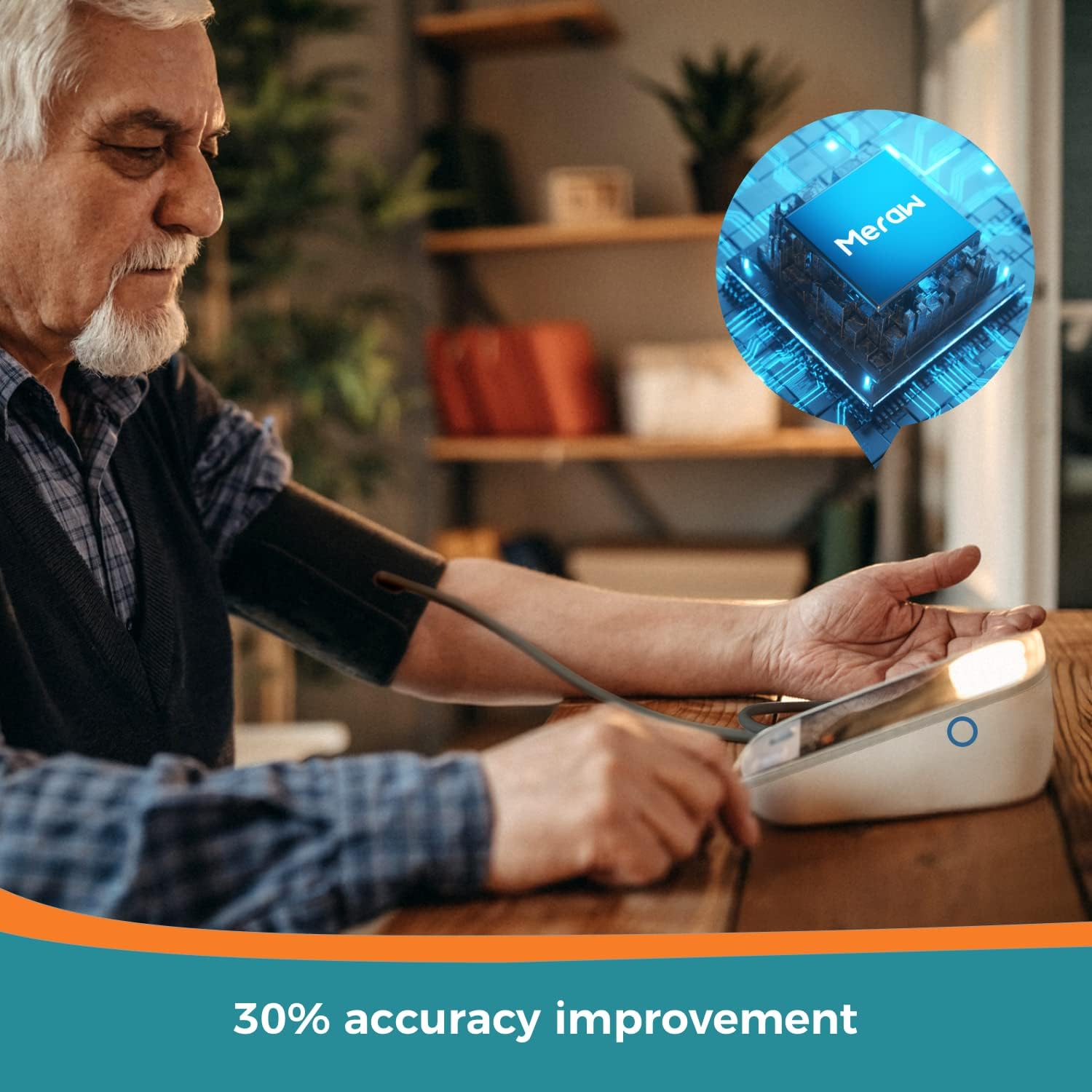 Meraw Automatic Upper Arm Blood Pressure Monitor with Bluetooth App Tracking

