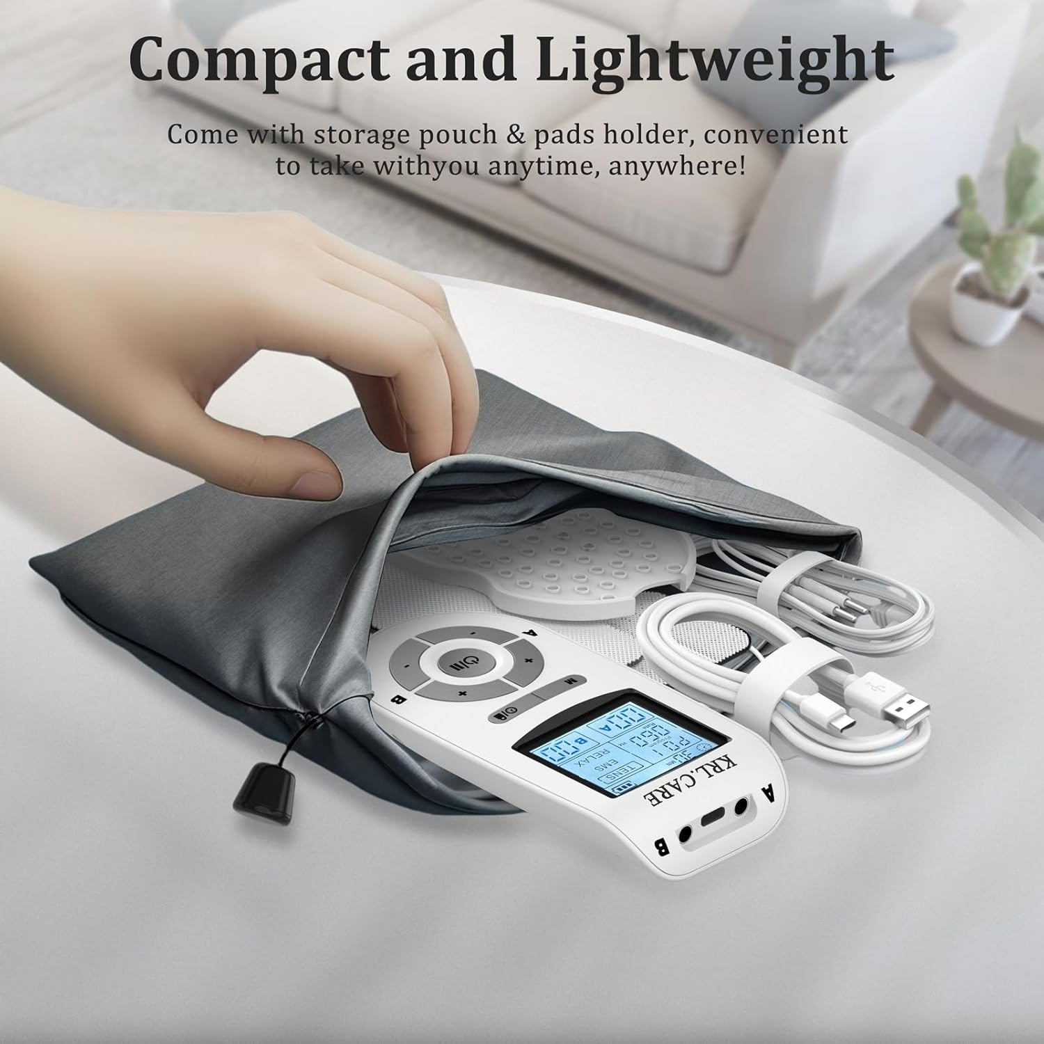 KRL.CARE Dual Channel TENS EMS Unit Muscle Stimulator with 8 Pads and 24 Modes


