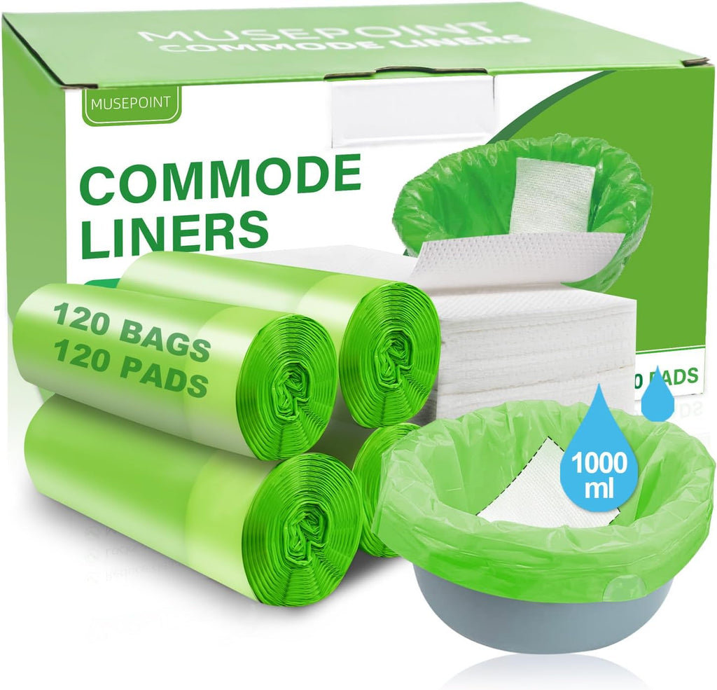 XUEPETT Commode Liners with Absorbent Pads, Disposable Leakproof Bags for Commode


