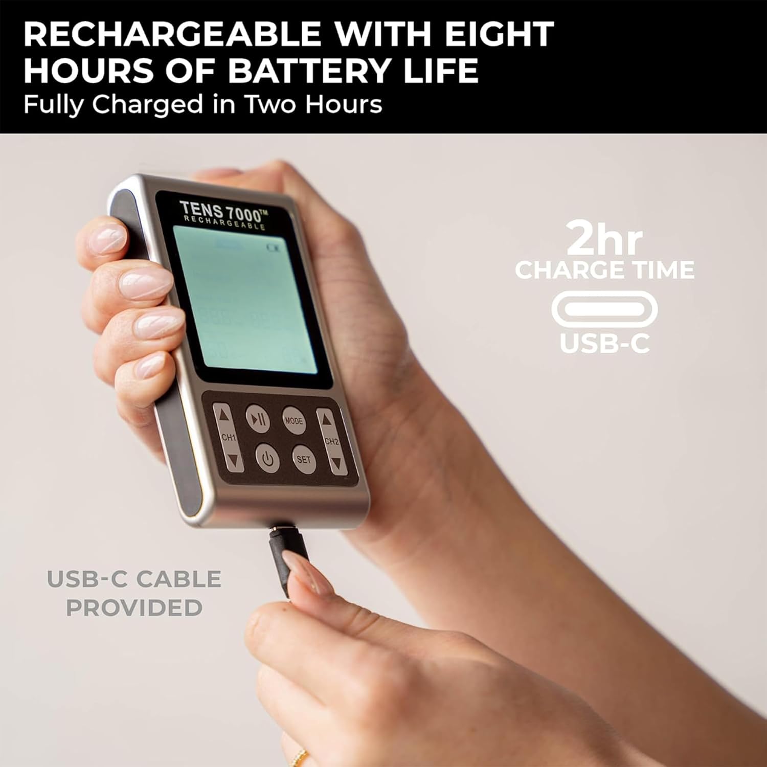 TENS 7000 Rechargeable TENS Unit Muscle Stimulator with Replacement Pads

