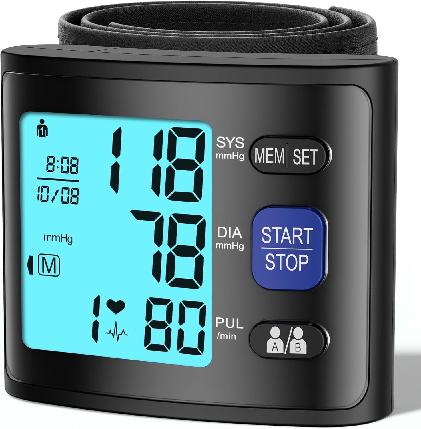 GUAEVER Automatic Wrist Blood Pressure Monitor with Backlit Display and Voice

