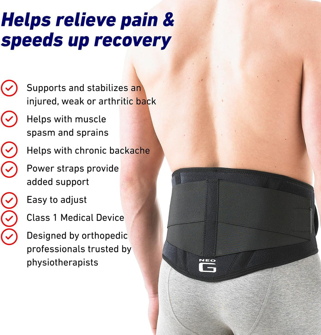 Neo G Back Brace with Power Straps, Adjustable Compression Support for Lower Back

