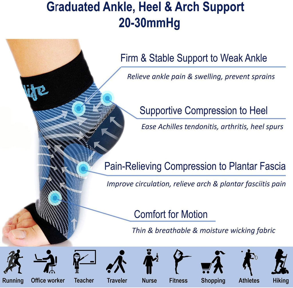 Dowellife Plantar Fasciitis Compression Socks Ankle Brace Arch Support Sleeves

