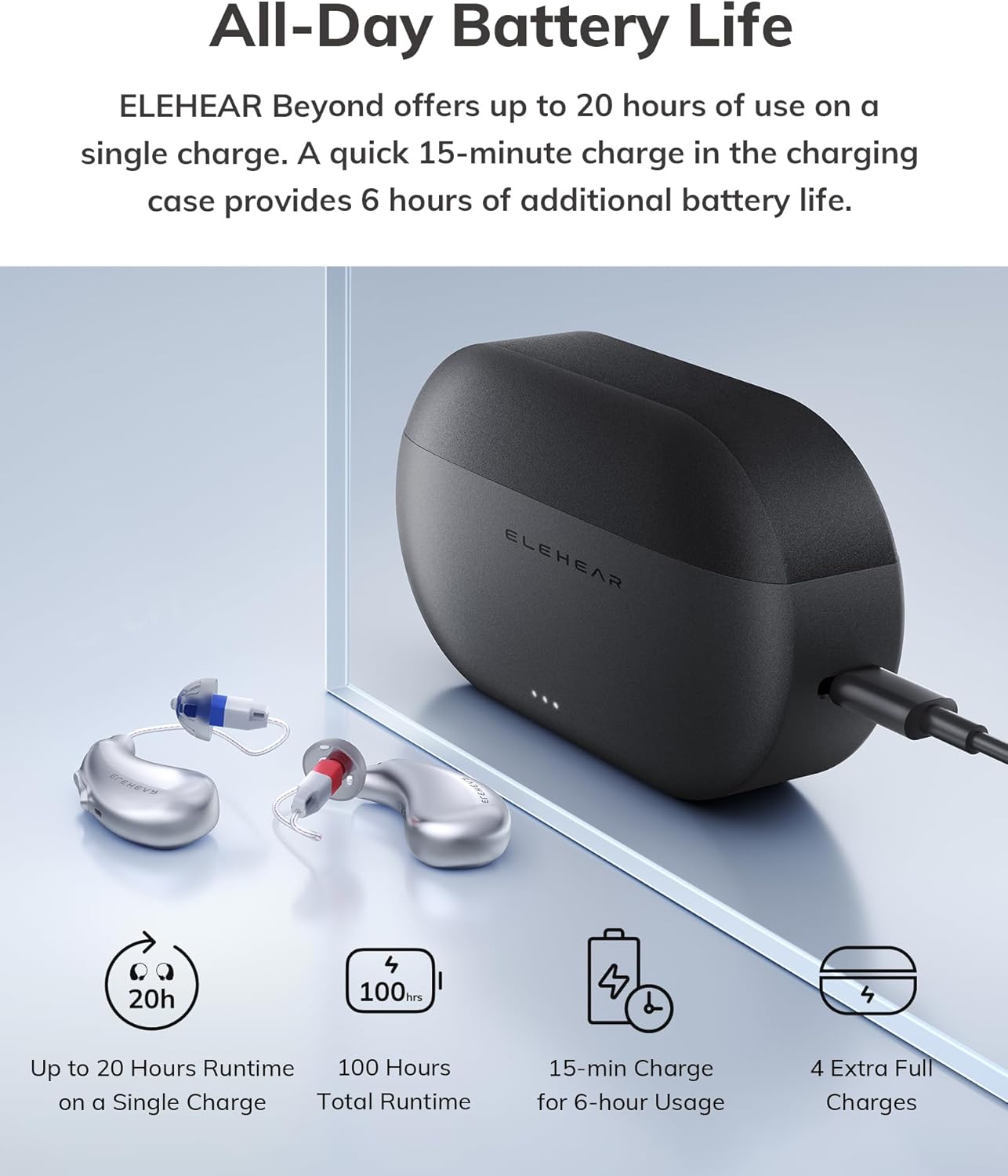 ELEHEAR-Beyond OTC Hearing Aids, AI Speech Enhancement, Bluetooth 5.3, Rechargeable

