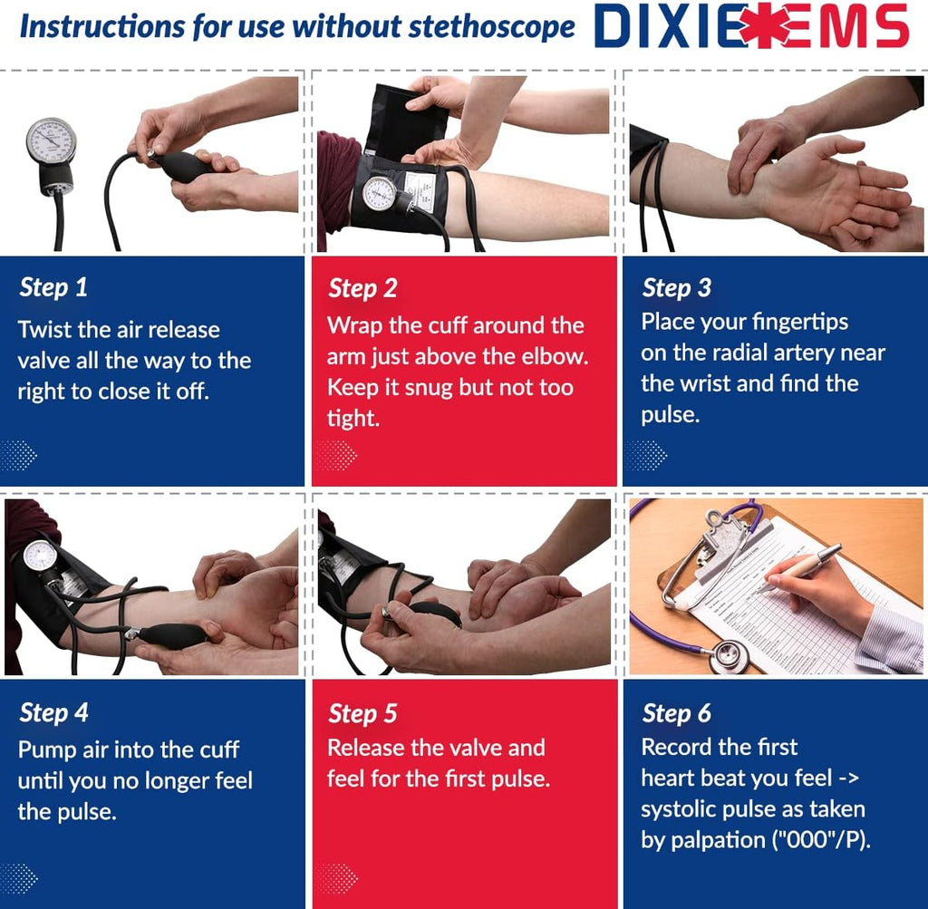 Dixie EMS Aneroid Sphygmomanometer Kit, Manual Blood Pressure Monitor Set with 5 Cuffs

