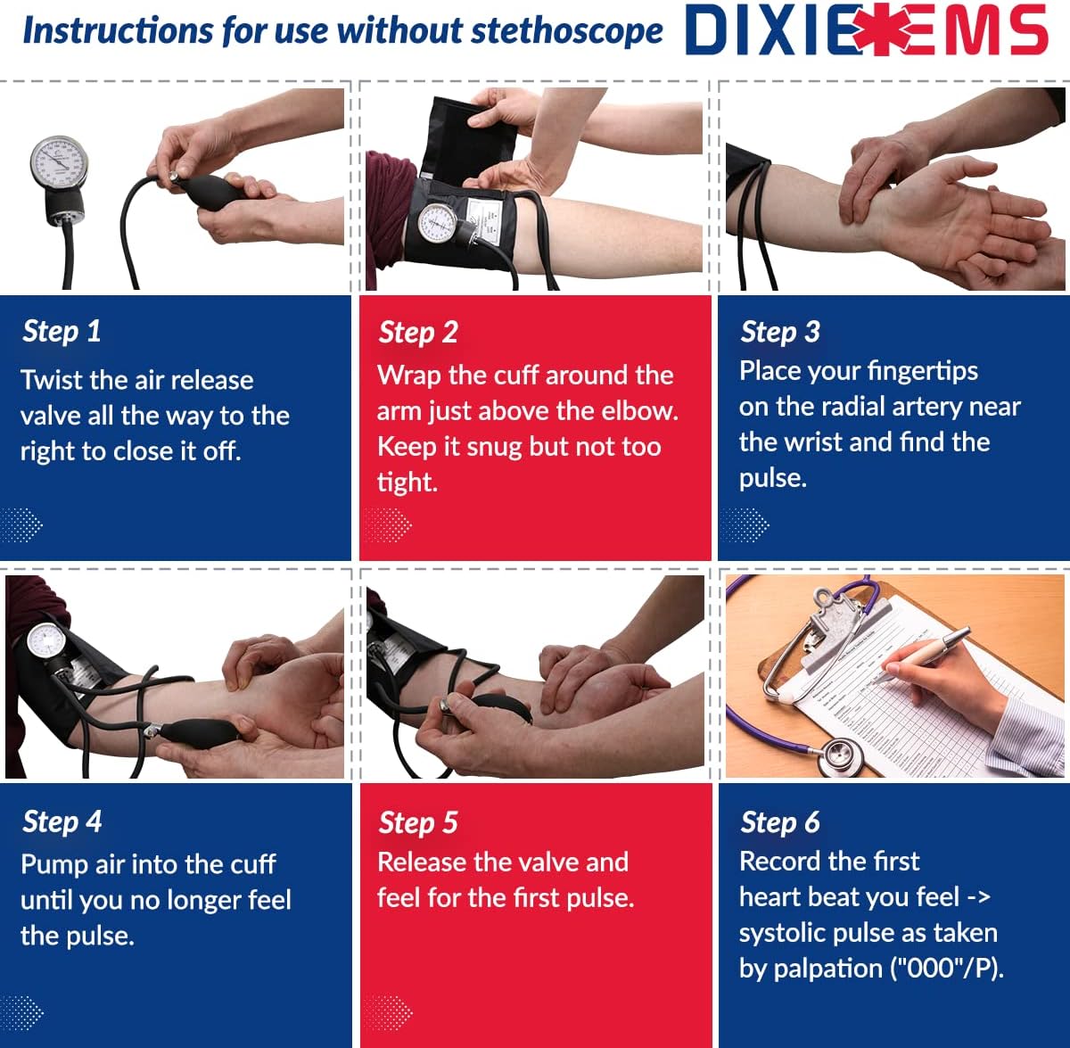 Dixie EMS Aneroid Sphygmomanometer Kit, Manual Blood Pressure Monitor Set with 5 Cuffs

