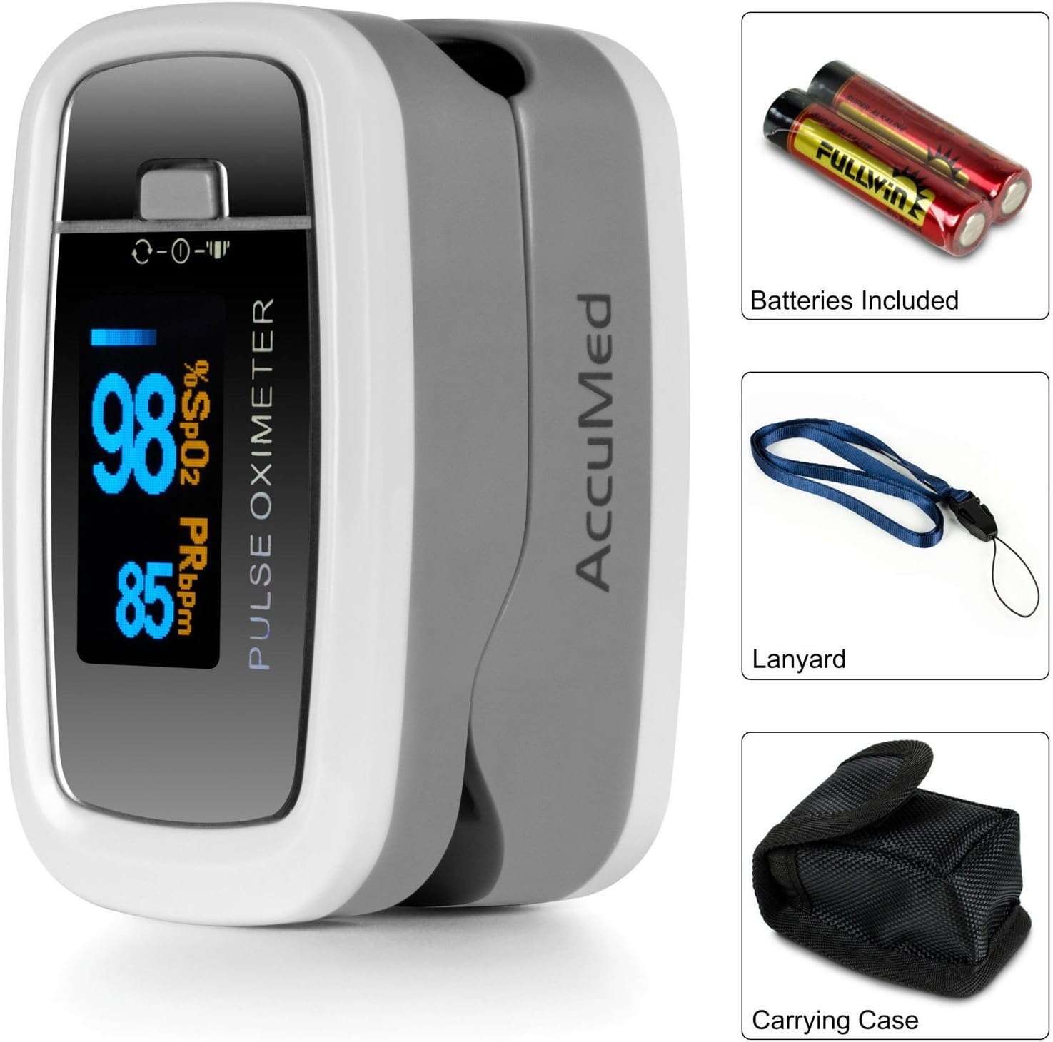 AccuMed CMS-50D1 Fingertip Pulse Oximeter, SpO2 Oxygen & Pulse Monitor LED

