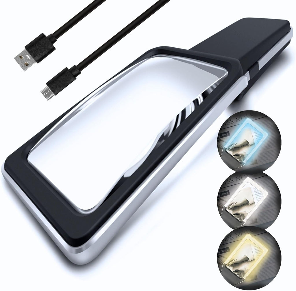 MAGNIPROS Patented 6X Magnifying Glass with 3 Light Modes Anti-Glare Lens

