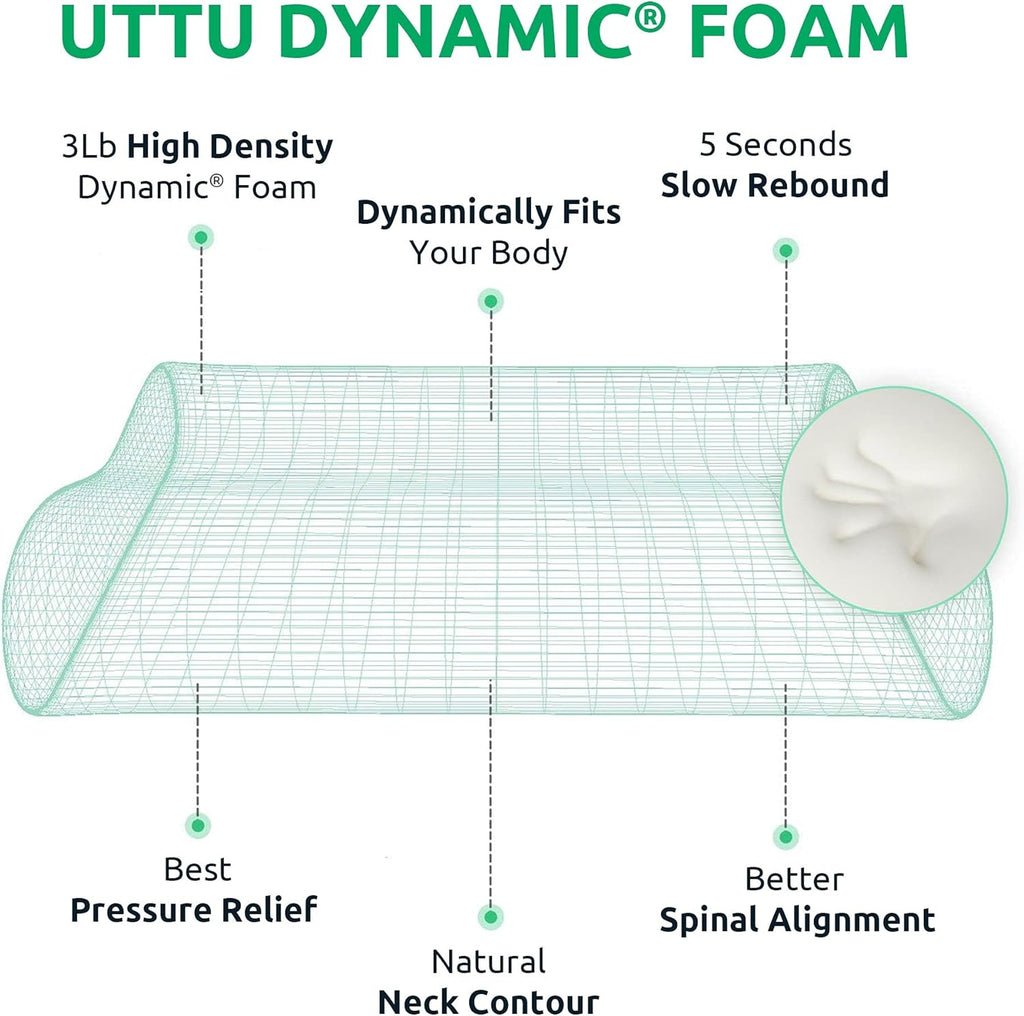 UTTU Adjustable Cervical Neck Pillow, Memory Foam Orthopedic Cooling Contour

