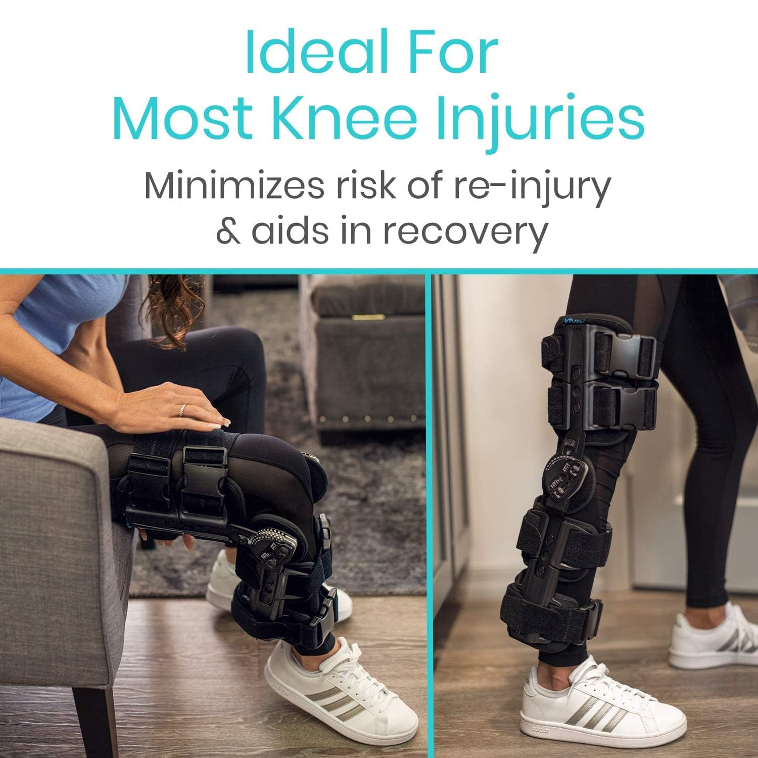 Vive ROM Hinged Knee Brace with Range of Motion Control for ACL, MCL, PCL Injuries

