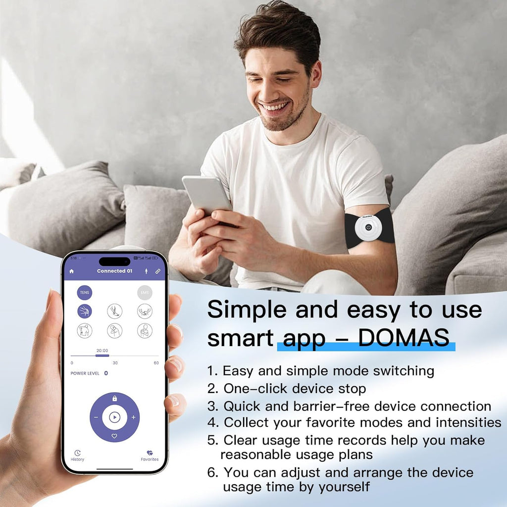 MASTOGO Wireless TENS EMS Muscle Stimulator for Back Pain Relief, Bluetooth App

