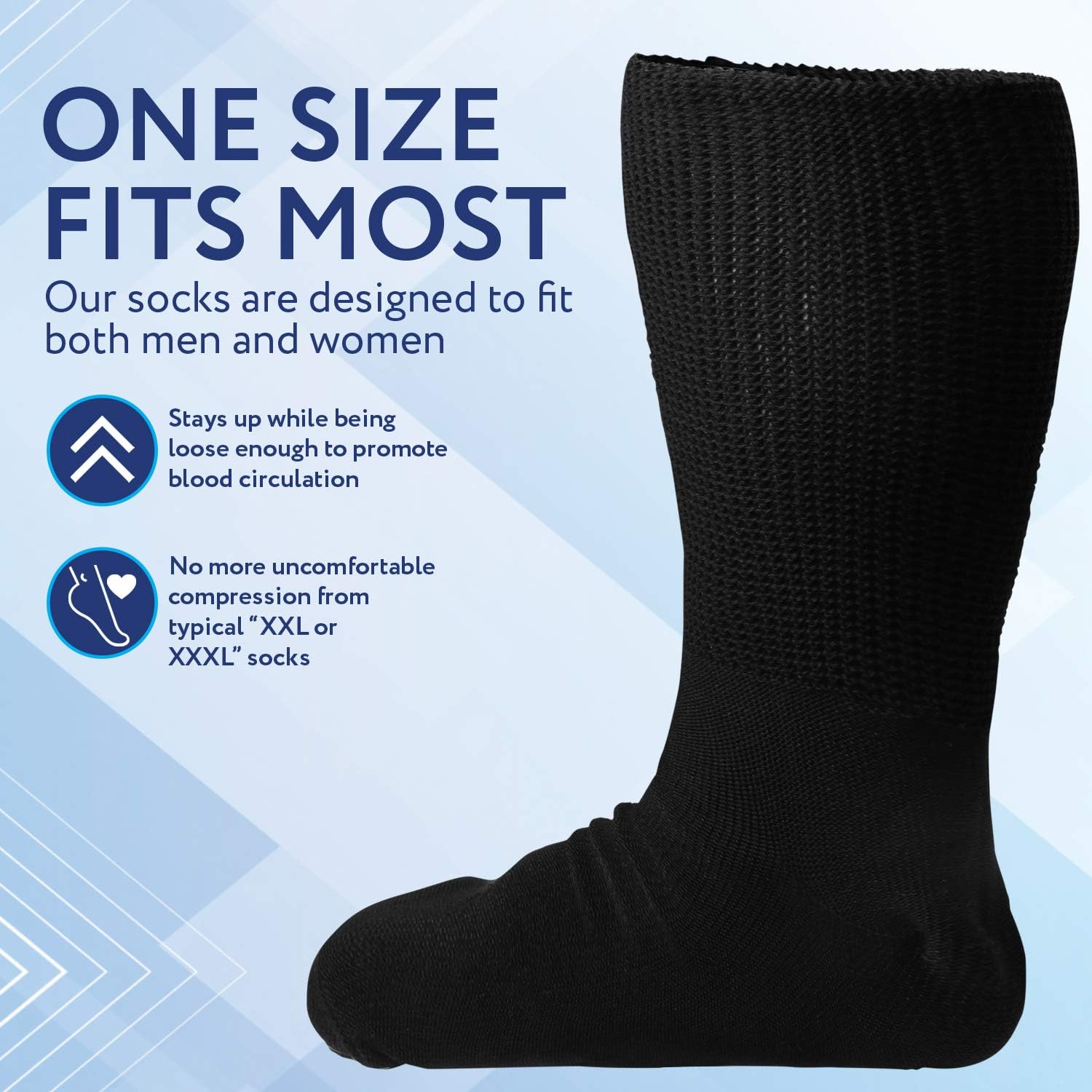 IMPRESA Extra Wide Ankle Socks for Men and Women, Stretch Cotton Blend

