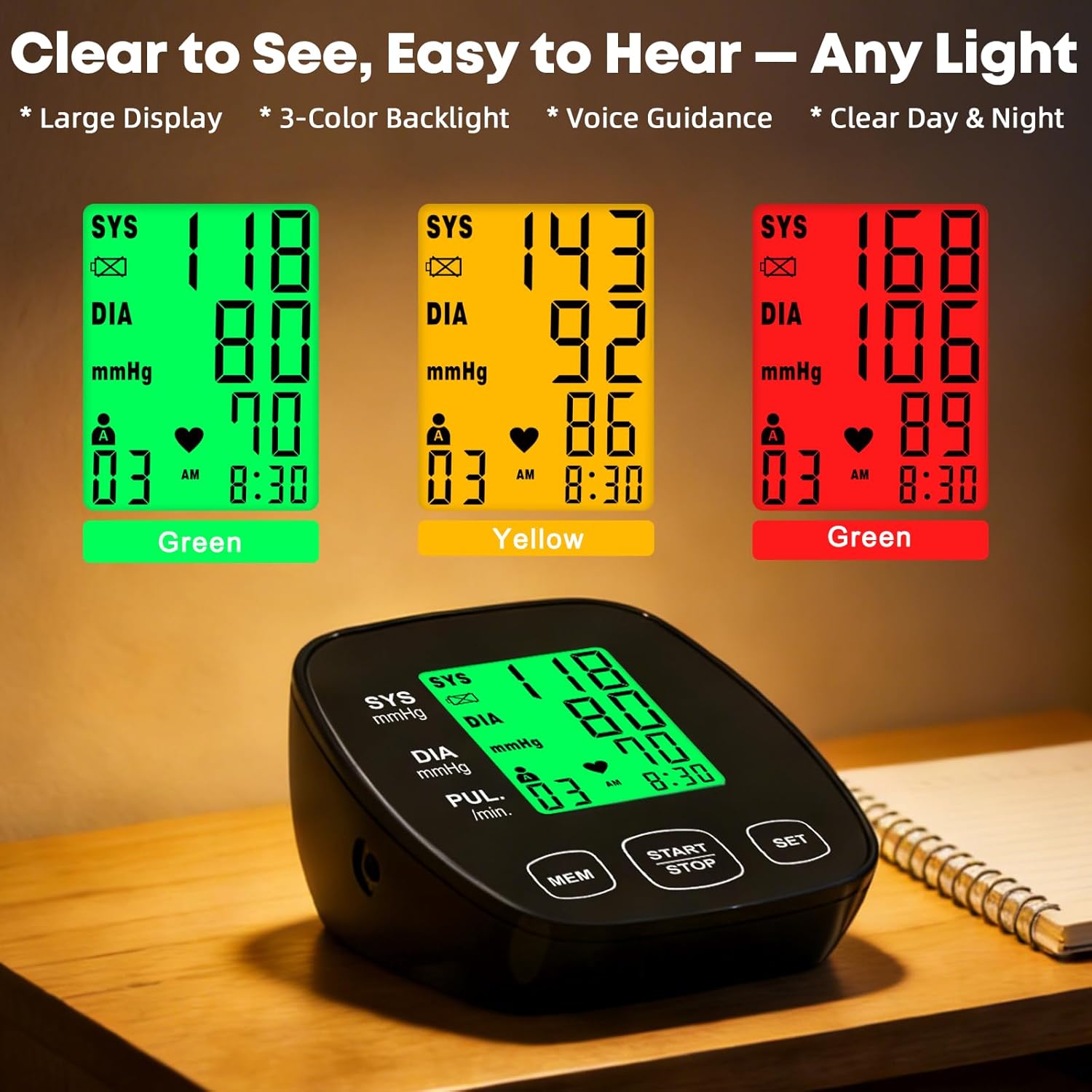 iEarve Upper Arm Blood Pressure Monitor for Home, Wide-Range Cuff, USB Power

