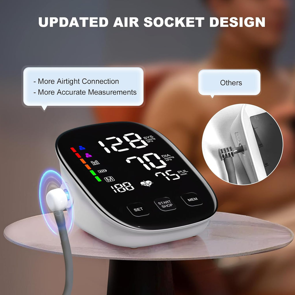 Blood Pressure Monitor for Home Use, Upper Arm, Backlit Display, Dual Power, WHO Indicator

