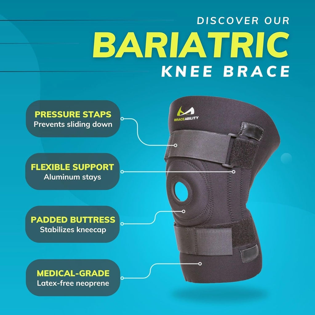 BraceAbility Bariatric Knee Brace with Side Stabilizers for Arthritis and Patellar Tendonitis

