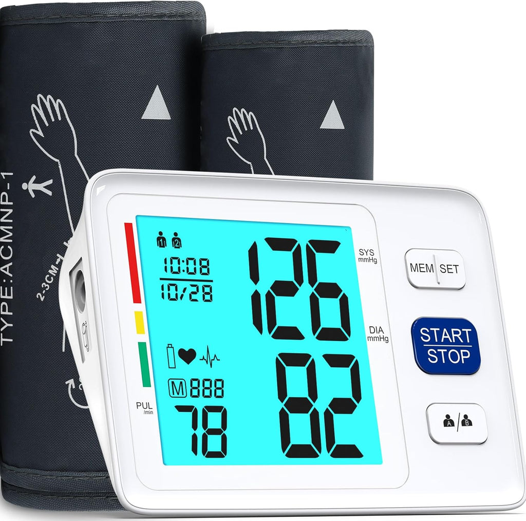 Blood Pressure Machine for Home Use with Backlit Display and Upper Arm Sleeve


