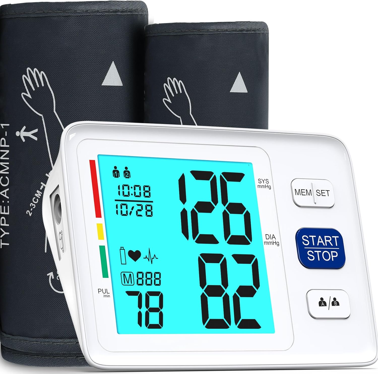 Blood Pressure Machine for Home Use with Backlit Display and Upper Arm Sleeve

