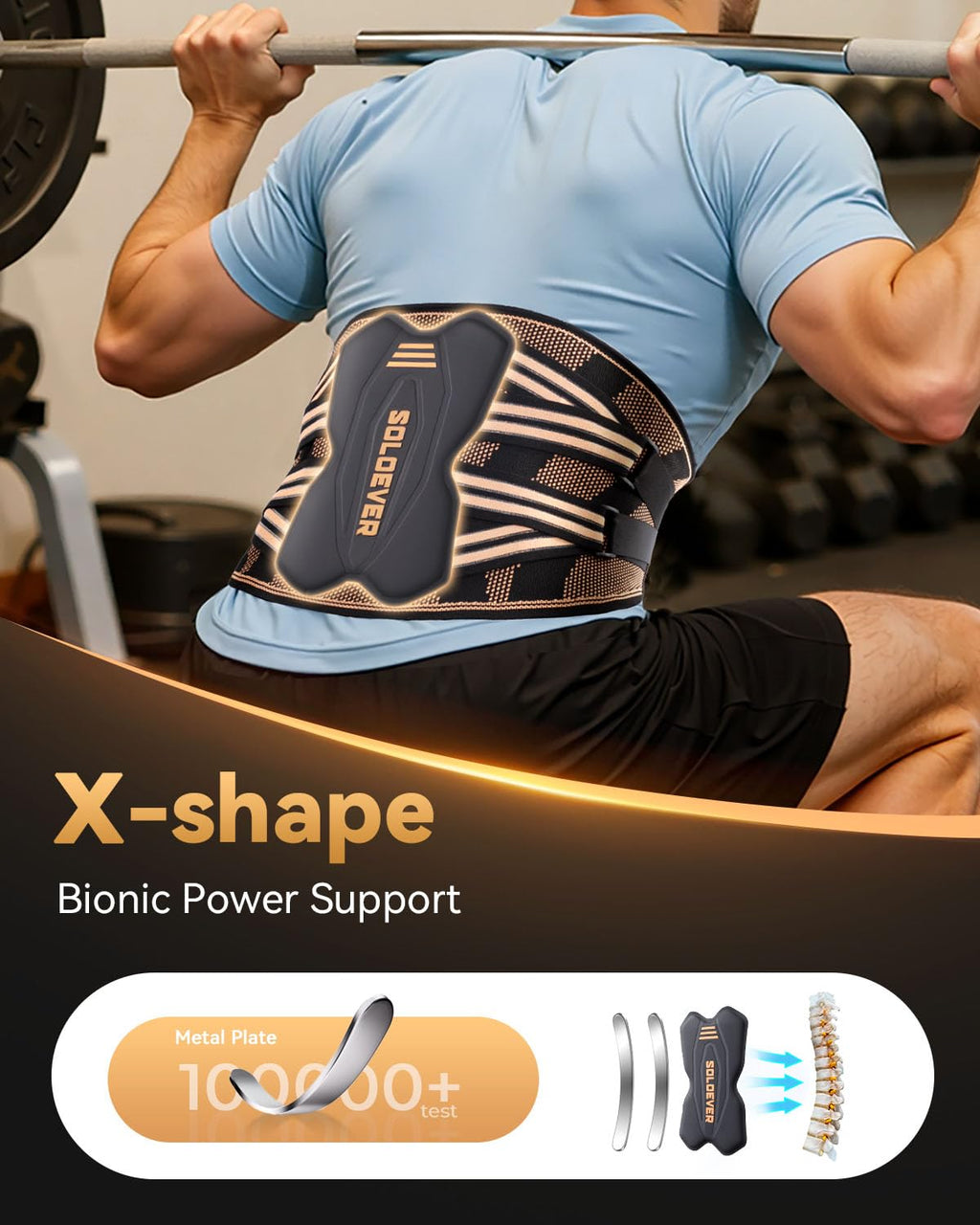 Copper-Infused Lumbar Back Brace for Men and Women, X-Shape Support Belt

