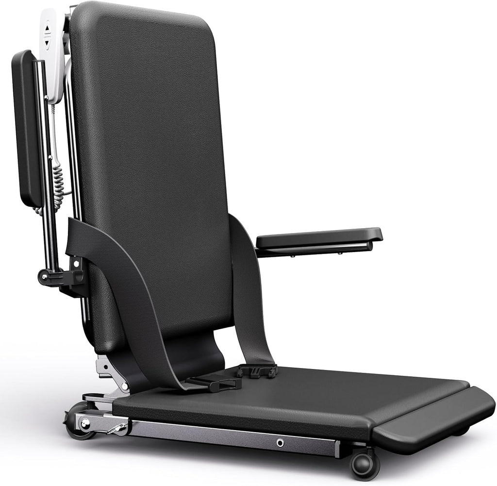 Electric Lift Chair with Floor-to-Stand Assistance, PU Cushion, Safety Rails and Belt

