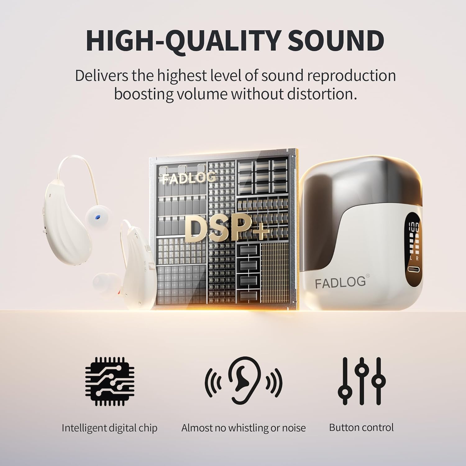 FDA Registered Invisible Rechargeable Hearing Aids for Seniors with Noise Cancelling


