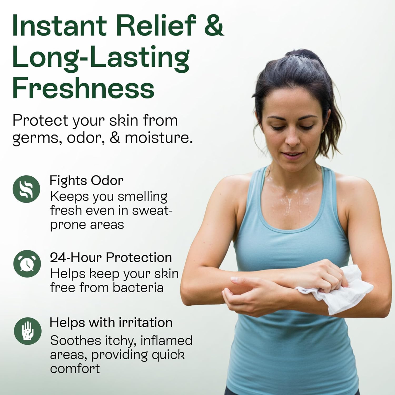Medicated Body Wipes with Tolnaftate, Tea Tree Oil, Ringworm Relief, 40 Wipes


