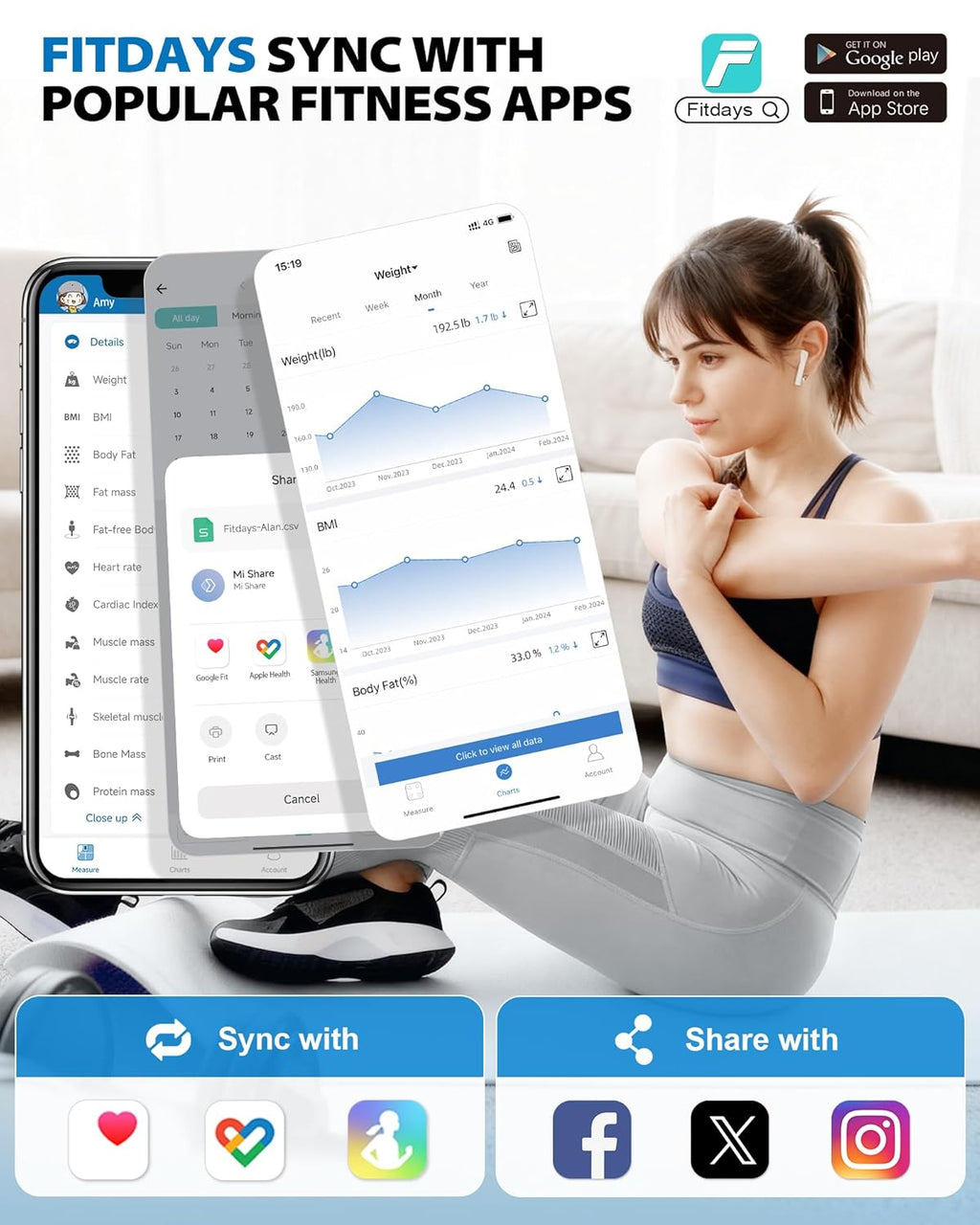 ABLEGRID Rechargeable Smart Body Fat Scale with BMI, Heart Rate, Body Composition, 400 lb

