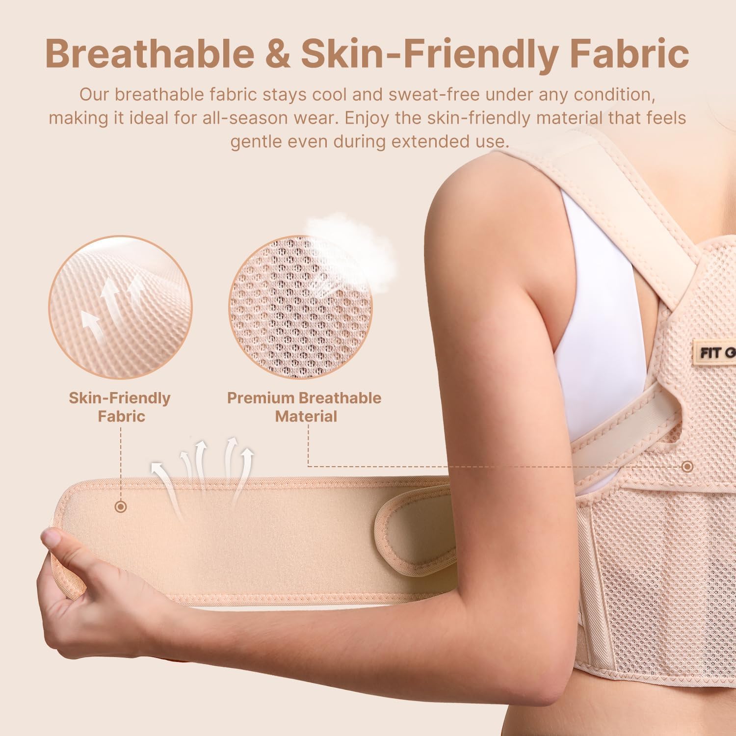 Fit Geno Posture Corrector for Women, Adjustable Upper Back Brace for Neck Support

