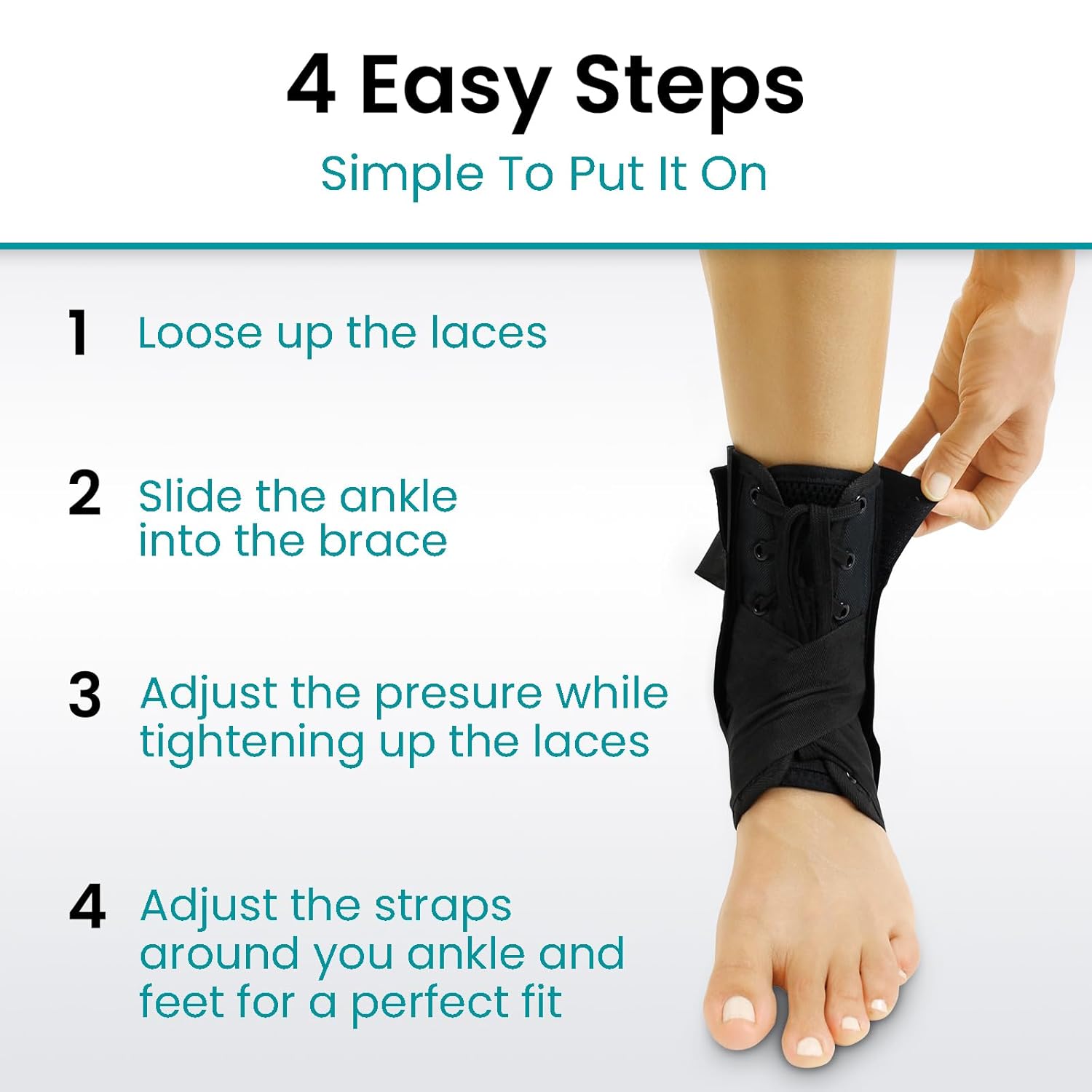 Vive Lace-Up Ankle Brace with Adjustable Figure-Eight Straps for Support

