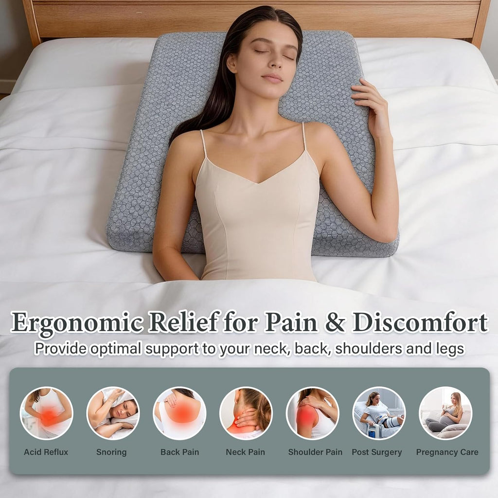 Adjustable Bed Wedge Pillow for Sleep Apnea, GERD, Snoring, Leg and Back Pain

