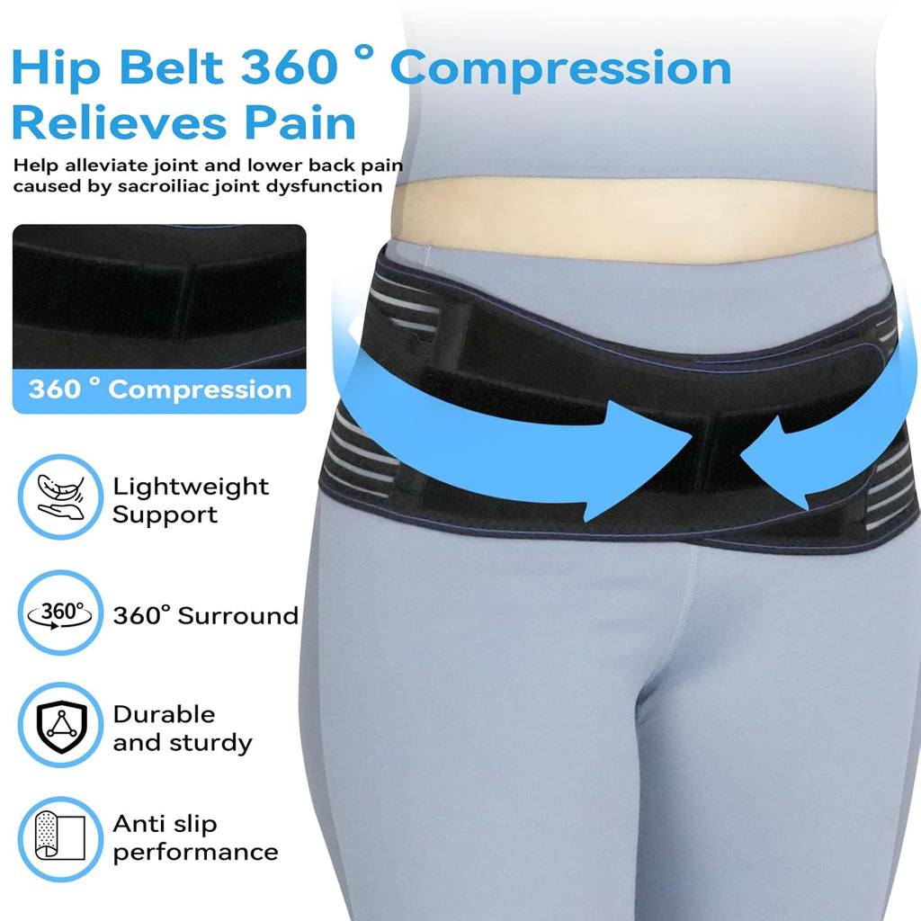Sacroiliac Hip Belt SI Joint Support Brace for Lower Back Pain Relief, Adjustable


