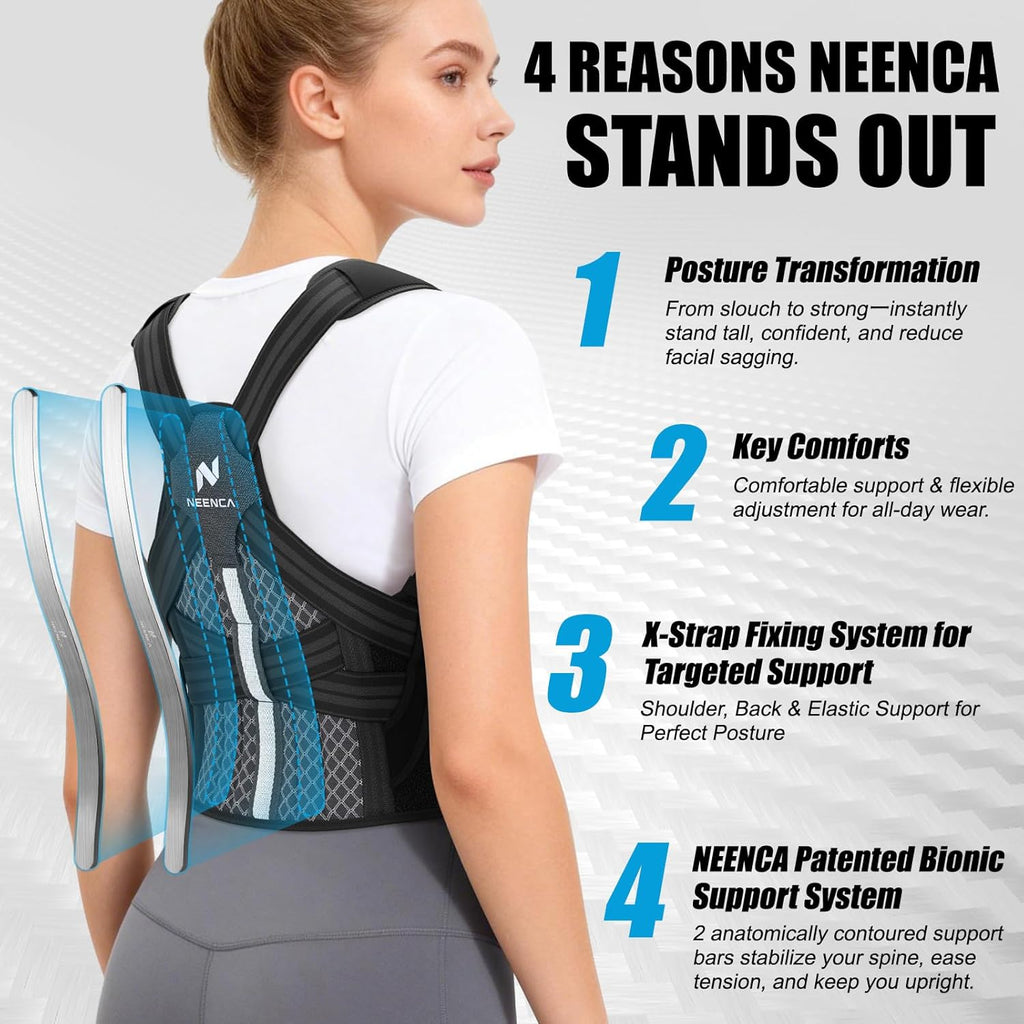 NEENCA Medical Posture Corrector Back Brace with Adjustable Back Support

