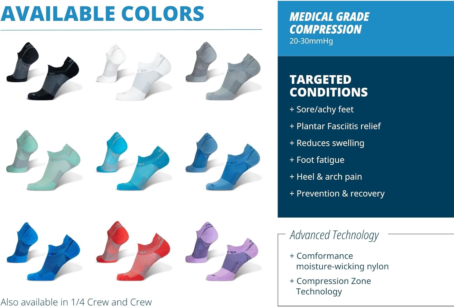 OS1st FS4 Plantar Fasciitis No Show Socks for Heel and Arch Pain Relief

