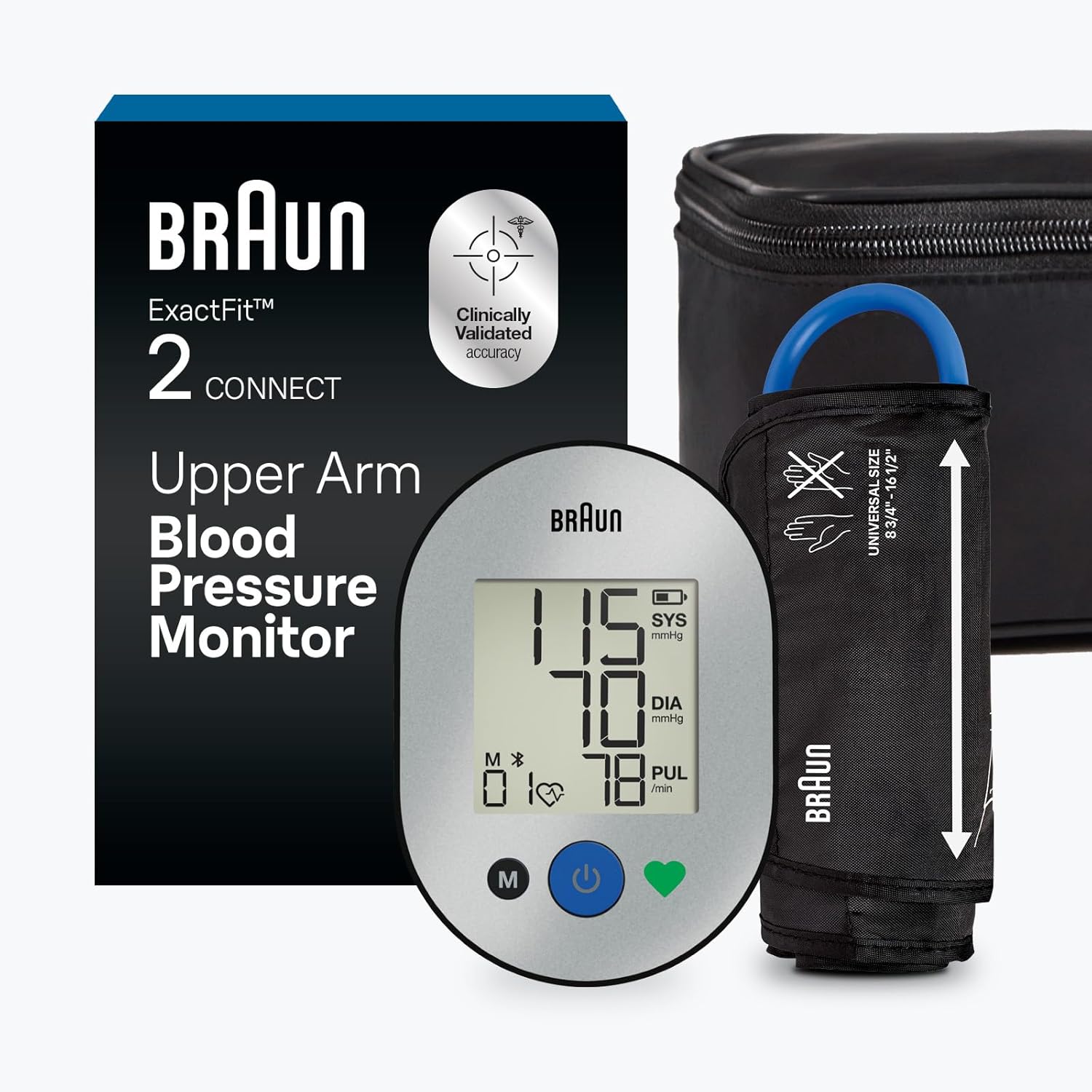 Braun ExactFit 2 Connect Upper Arm Blood Pressure Monitor, Healthy Heart App

