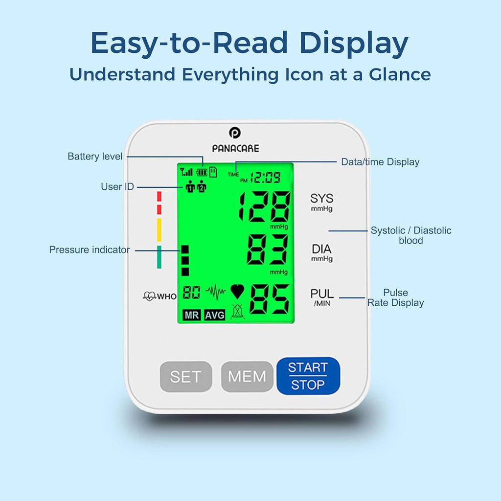 PANACARE Upper Arm Blood Pressure Monitor for Home, Adjustable Cuff

