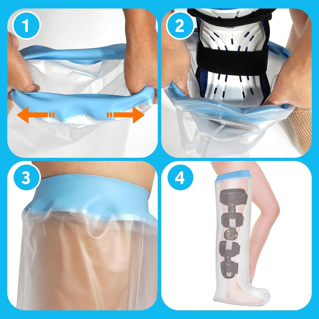 Waterproof shower cast cover with silicone seal for fracture boots

