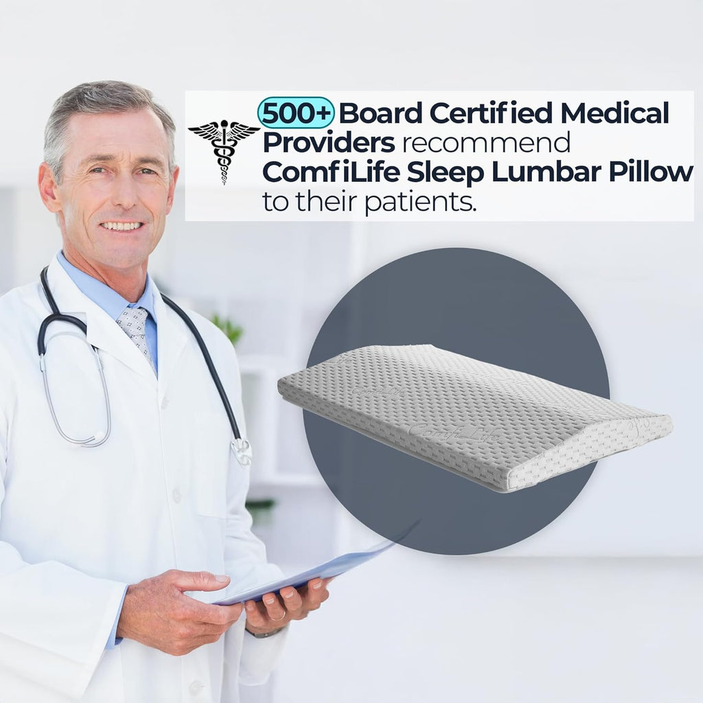 ComfiLife Lumbar Support Memory Foam Pillow for Back Pain Relief, Triangle Wedge

