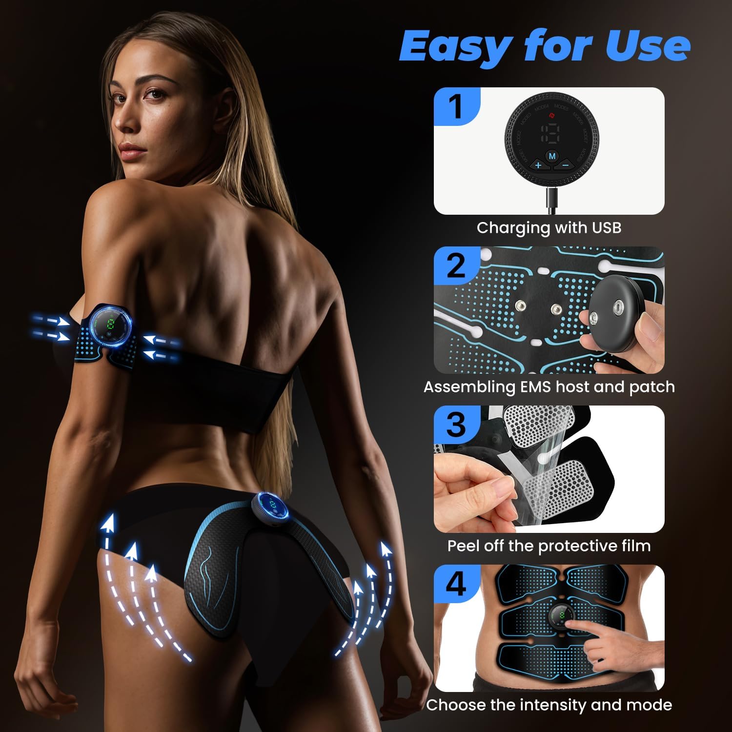 Body Control Muscle Stimulator for Arms, Abdomen, Thighs and Buttocks

