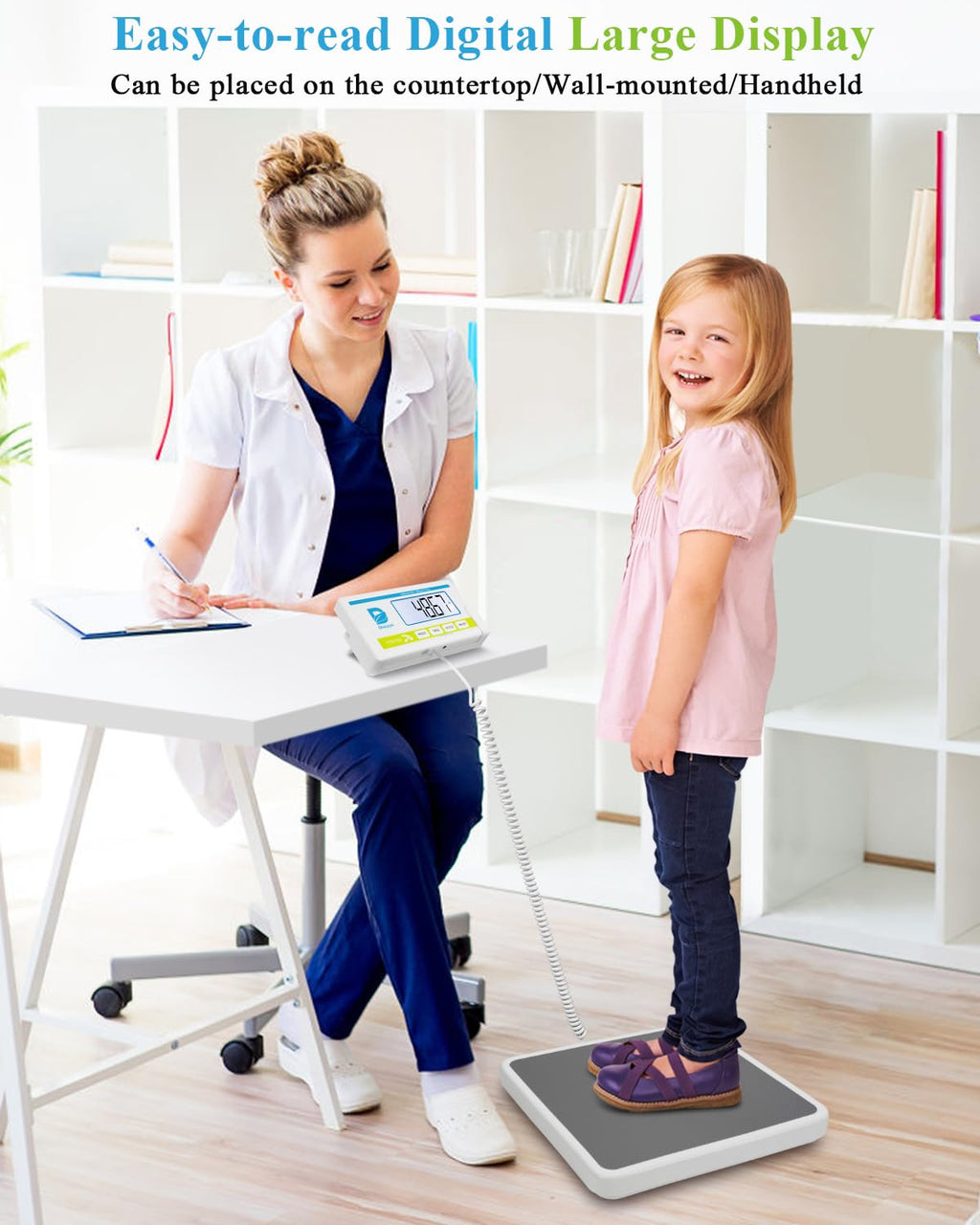 Medical Floor Scale with Digital Display, 660 lb Capacity, kg/lb/oz, AC Adapter Included

