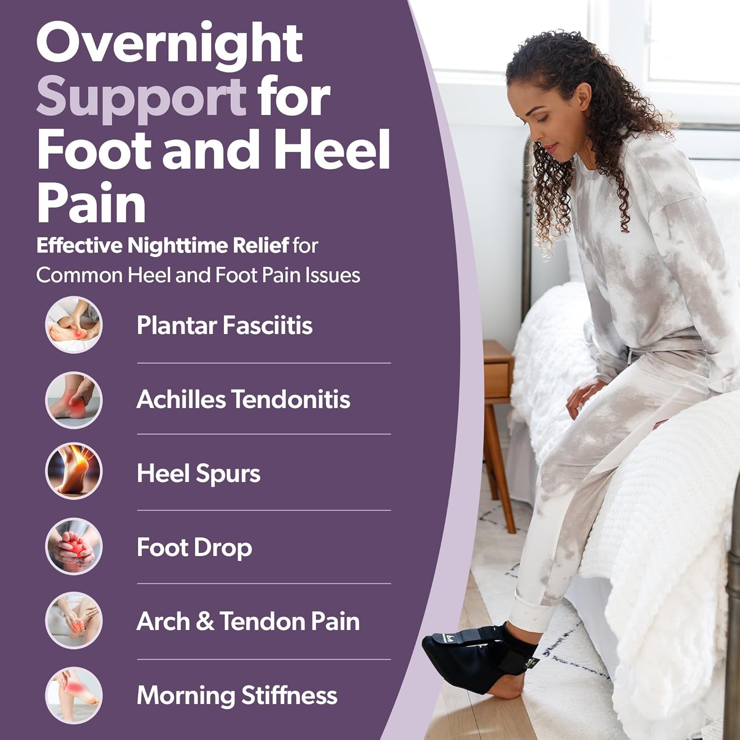 BraceAbility Plantar Fasciitis Night Splint Sock for Sleeping, Heel Pain Relief

