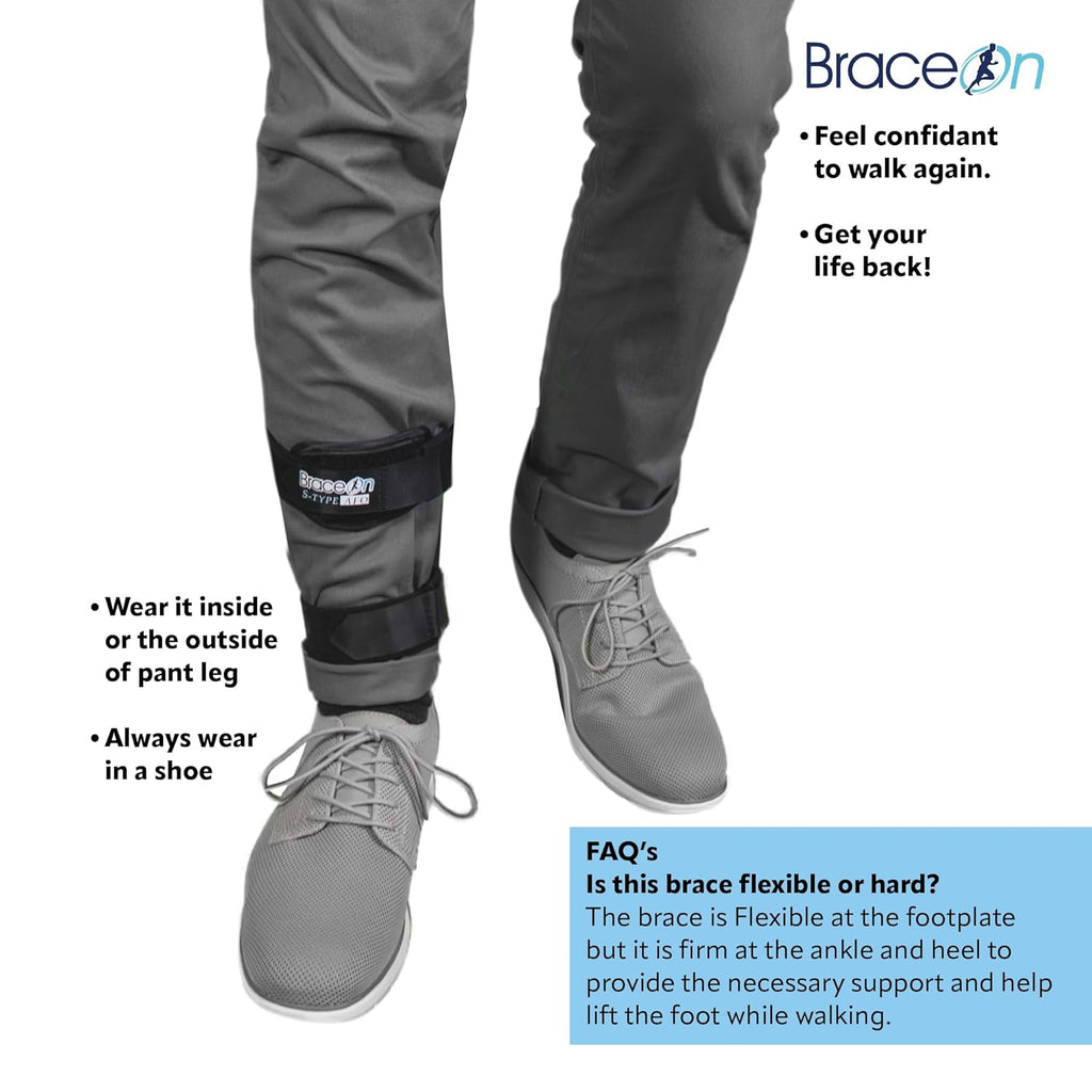 Brace On AFO S-Type Drop Foot Stabilizer Brace, Moldable Trimmable Polyethylene

