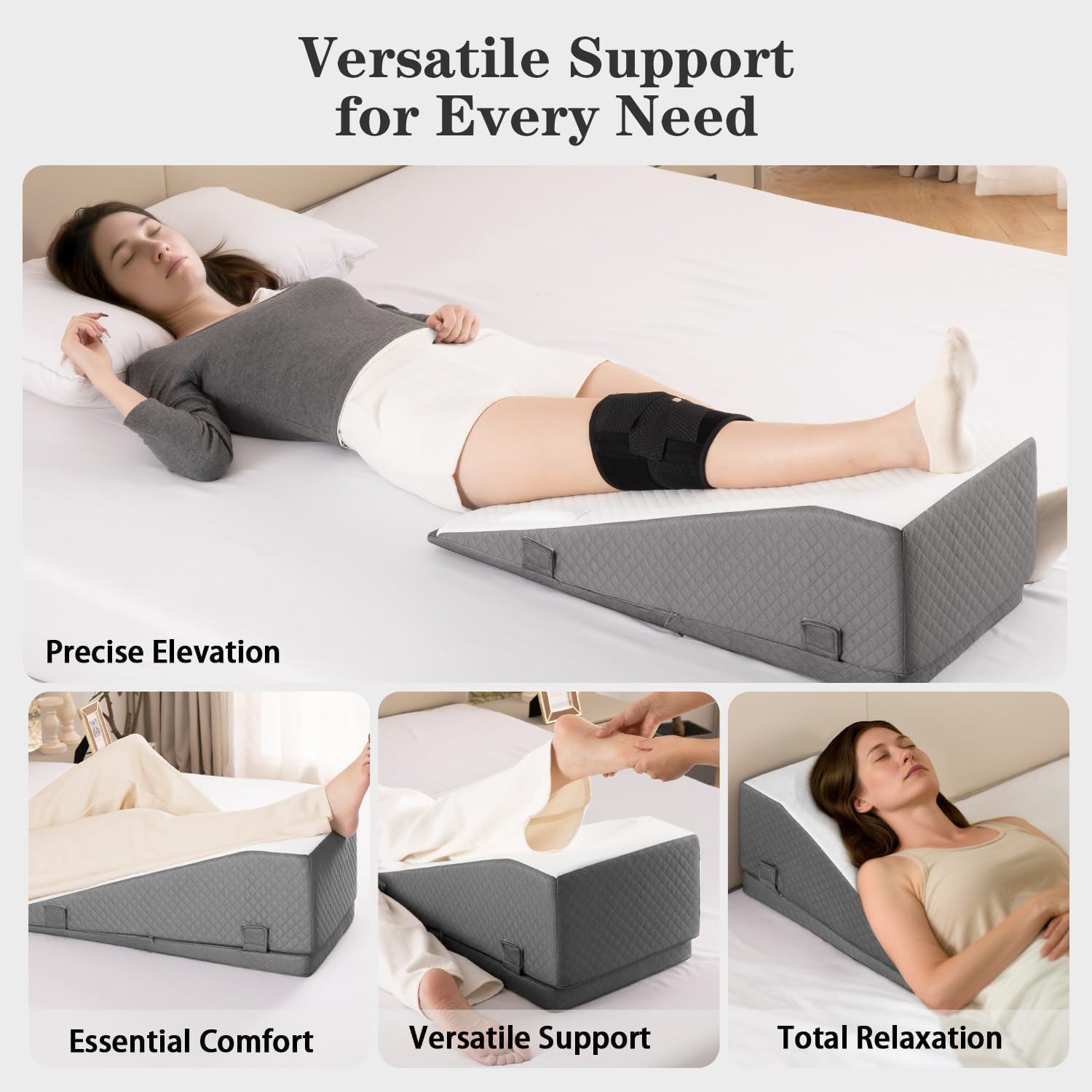 Hapiclody Leg Elevation Wedge Pillow for After Surgery, Knee Replacement Recovery Support

