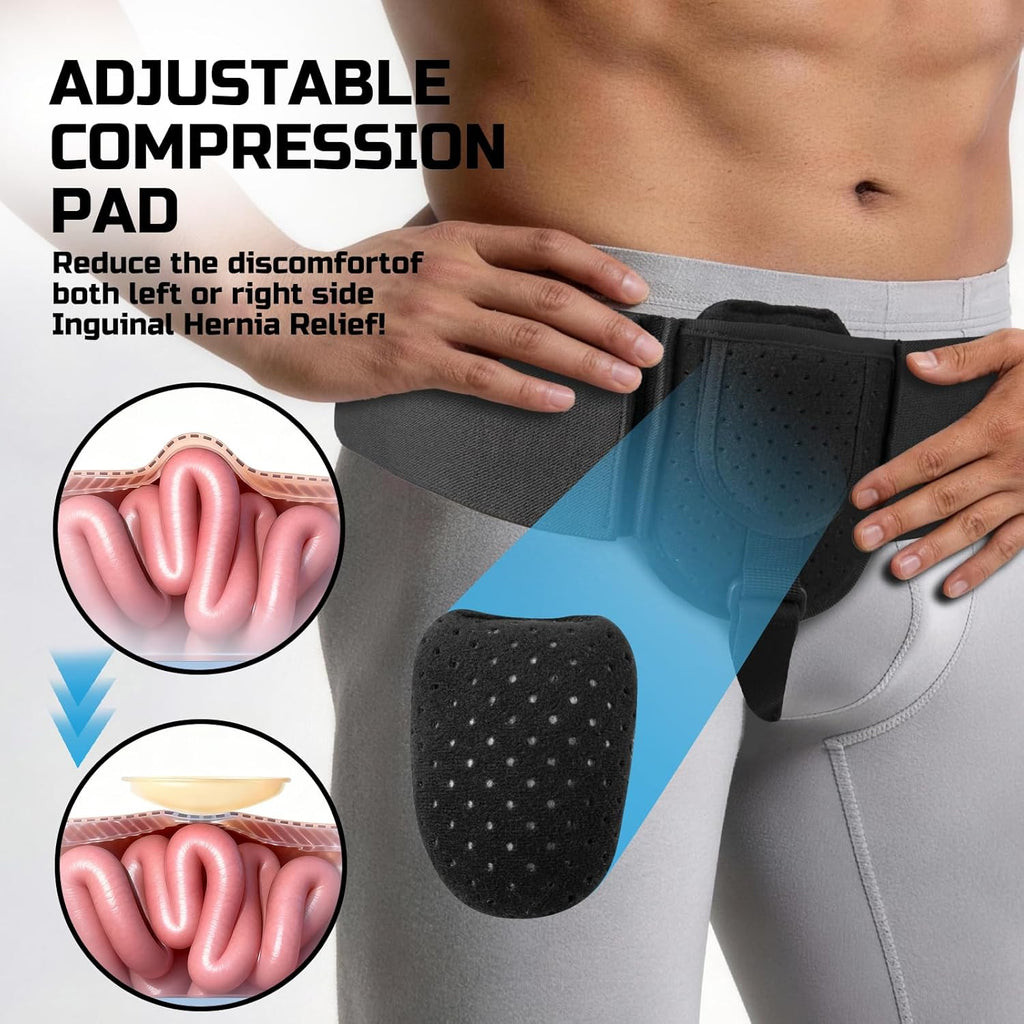 Adjustable Inguinal Hernia Belt for Men & Women, Compression Hernia Support

