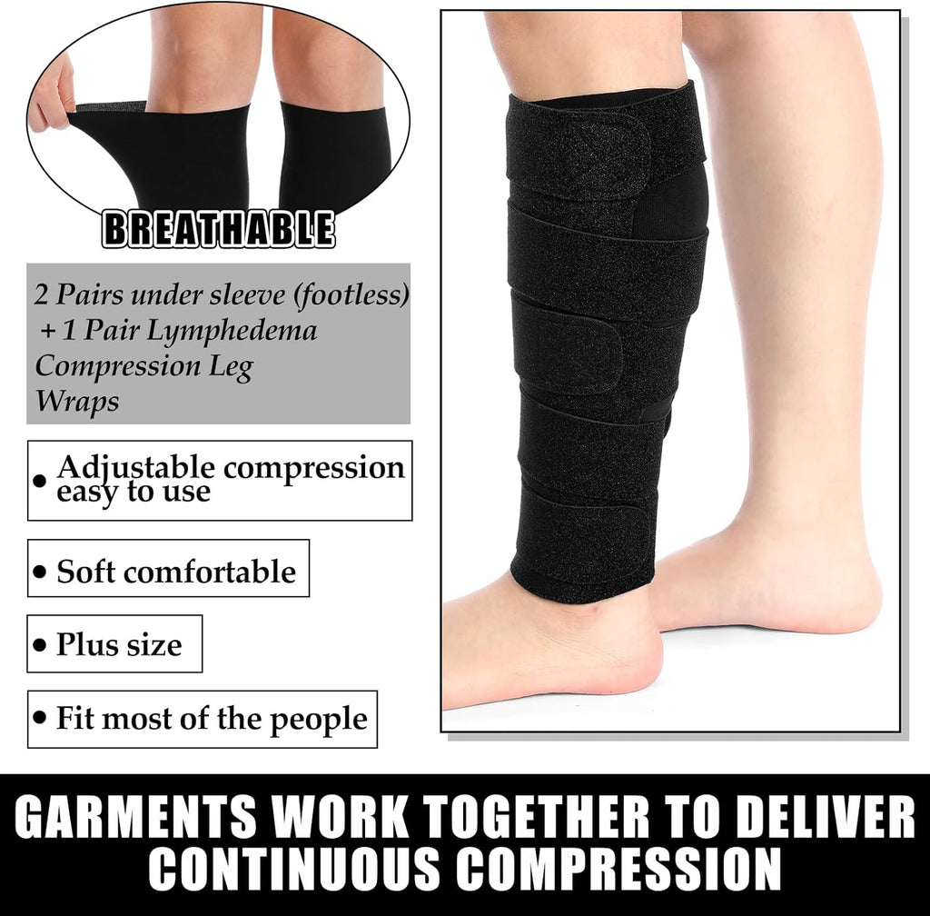 3 Pairs Lymphedema Compression Supports Adjustable Shin Splint Cover Ups

