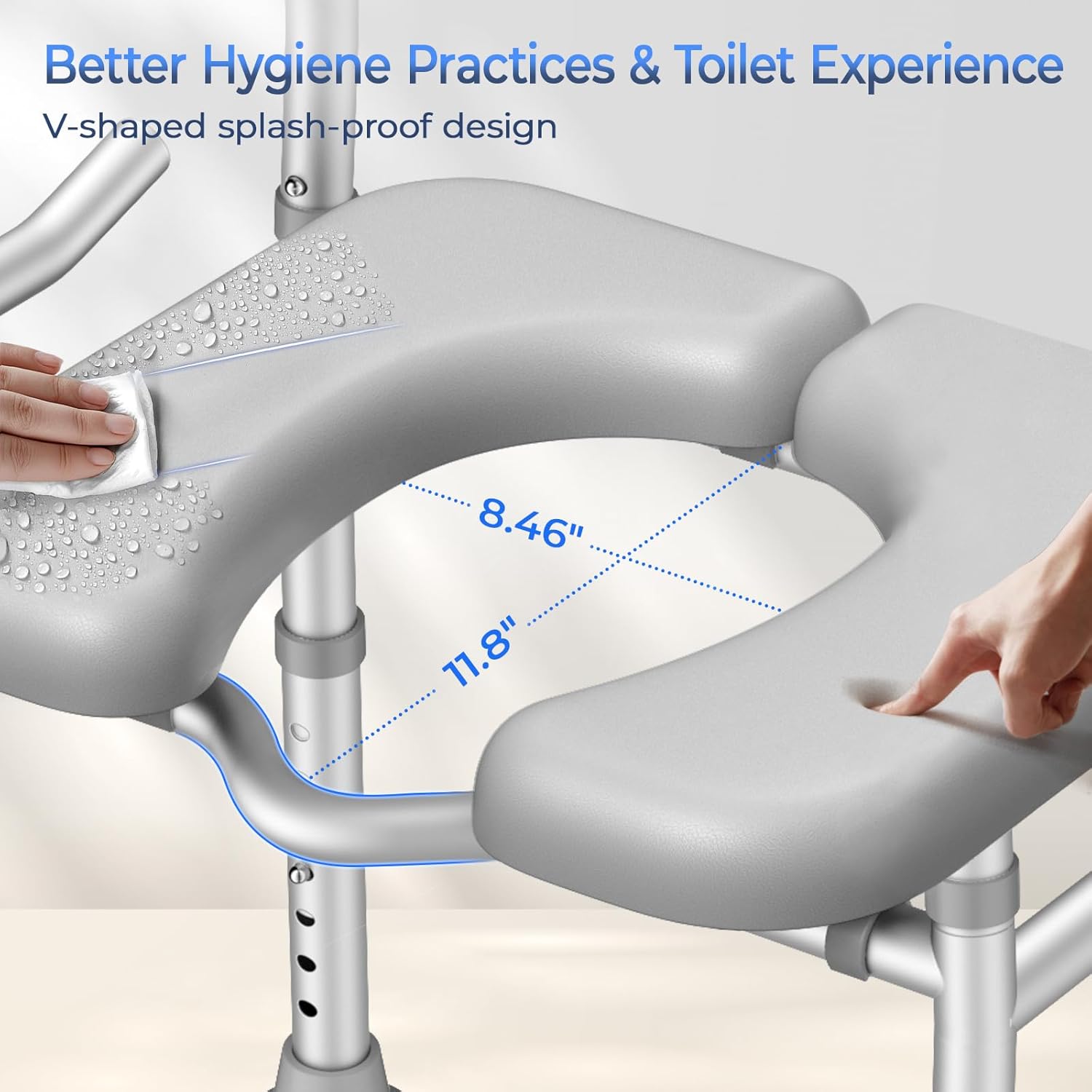 KingPavonini Raised Toilet Seat with Handles, Adjustable Height, Padded Cushion

