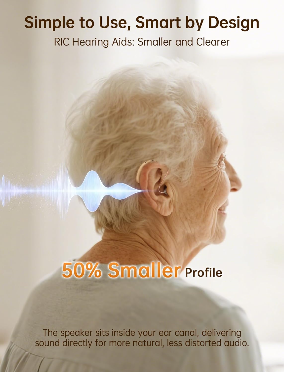 OTC Rechargeable Digital Hearing Aids for Seniors, Noise Cancelling, BTE

